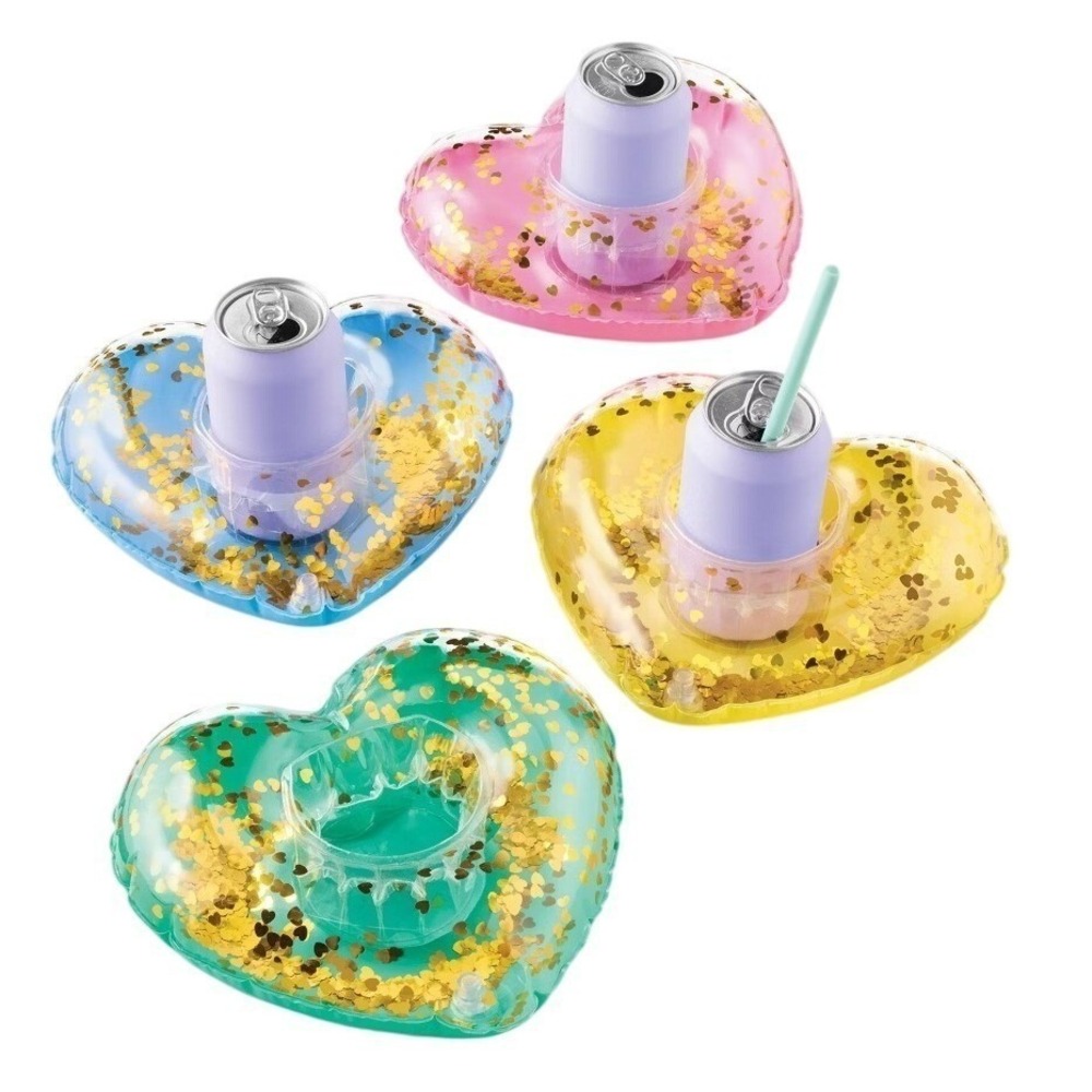 Roller Rabbit x Target 4pc Heart Inflatable Drink Floats Gold Confetti Pool Toy